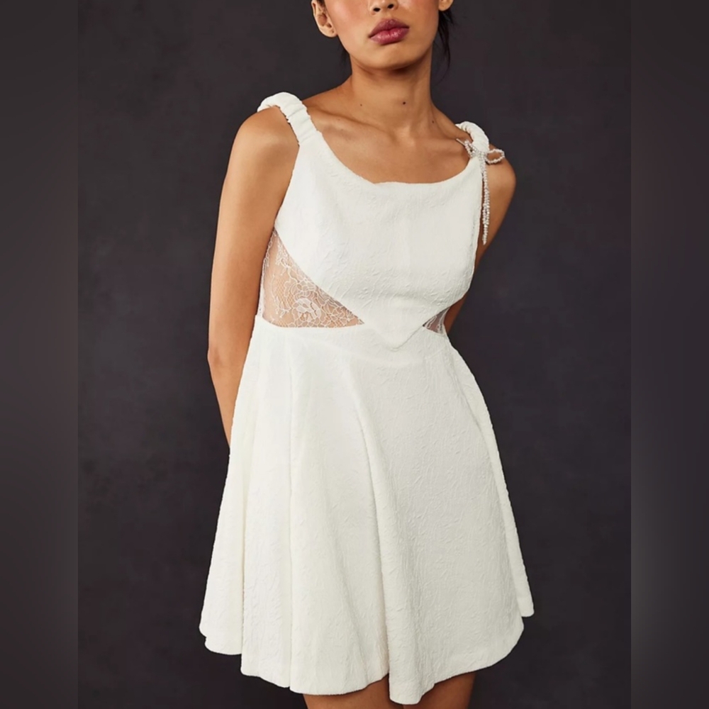 NWOT Free People Brooklyn Mini Dress in White, Size Small